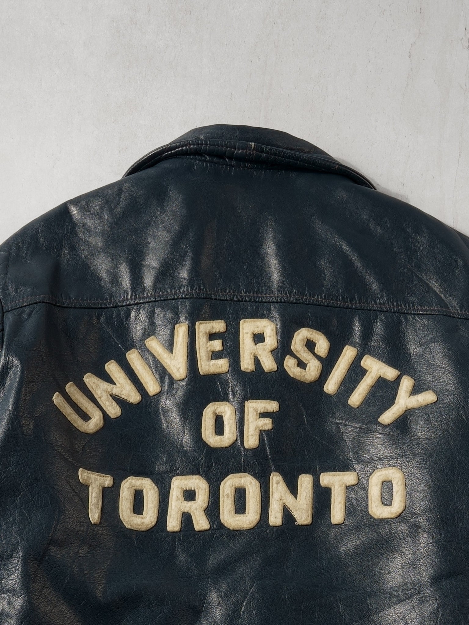 Vintage 60s Black University Of Toronto Leather Varsity Jacket (M)