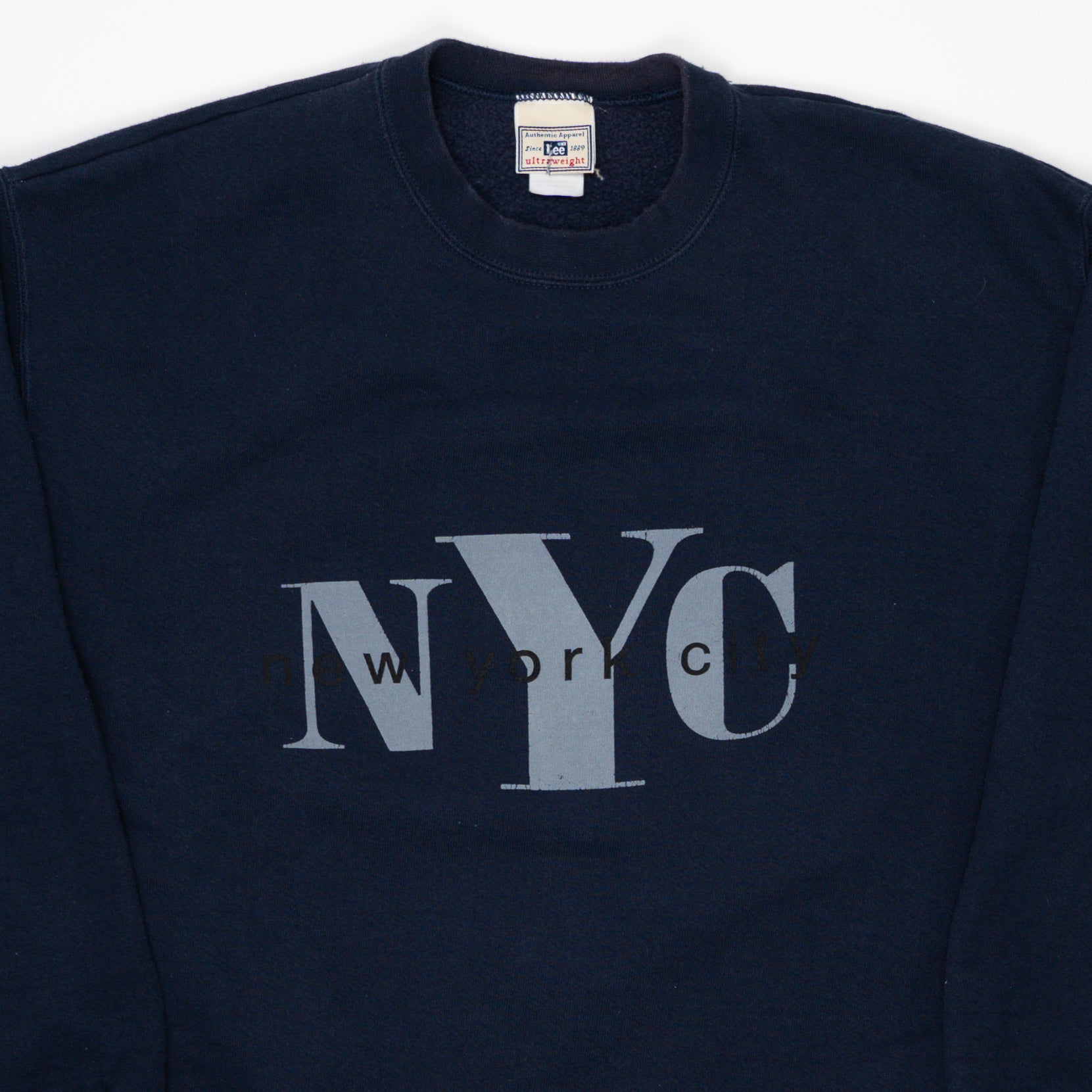 Vintage 90s Blue NYC Spell Out Crewneck (M/L) | Rebalance Vintage.