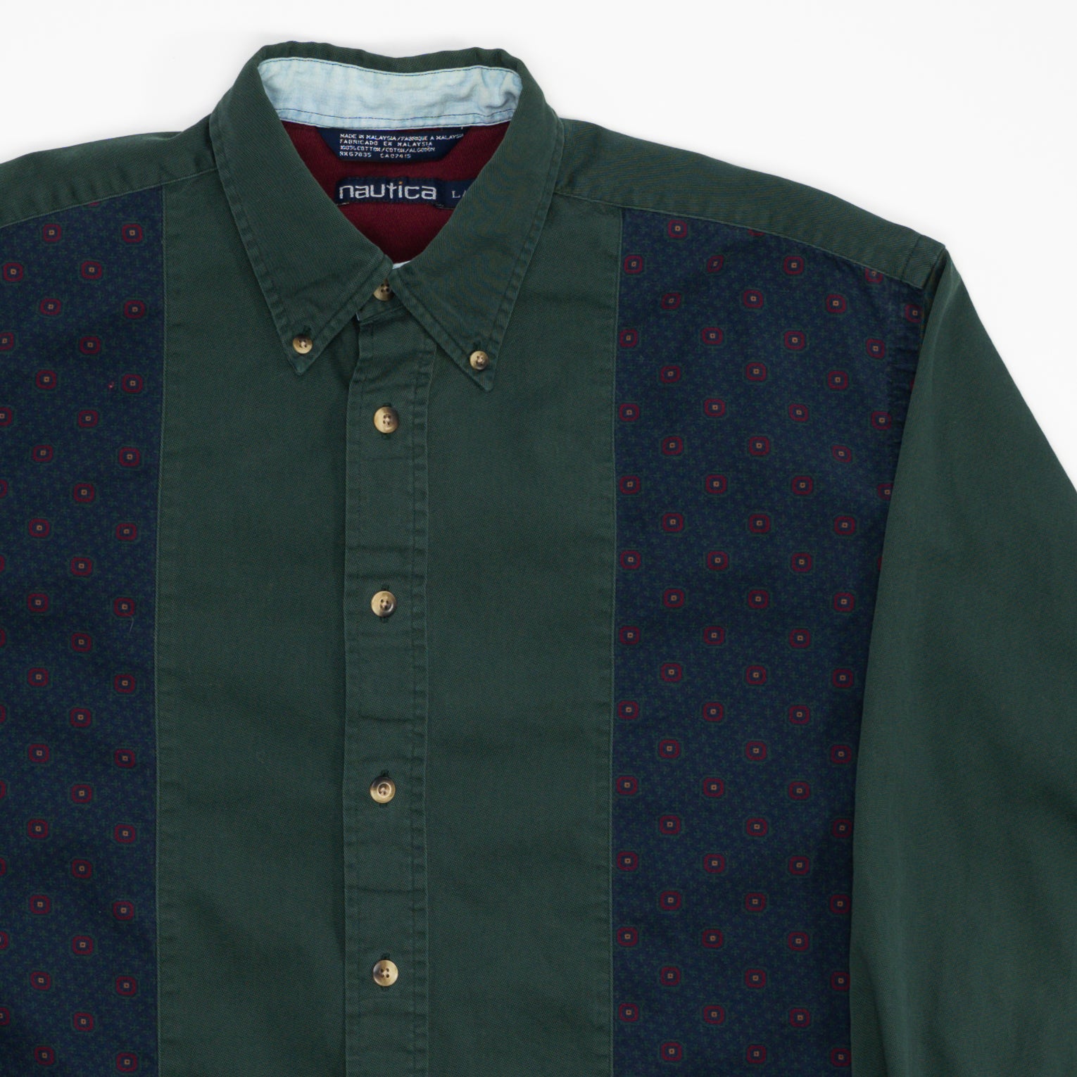 Vintage Green + Blue Nautica Button Up (L) | Rebalance Vintage.