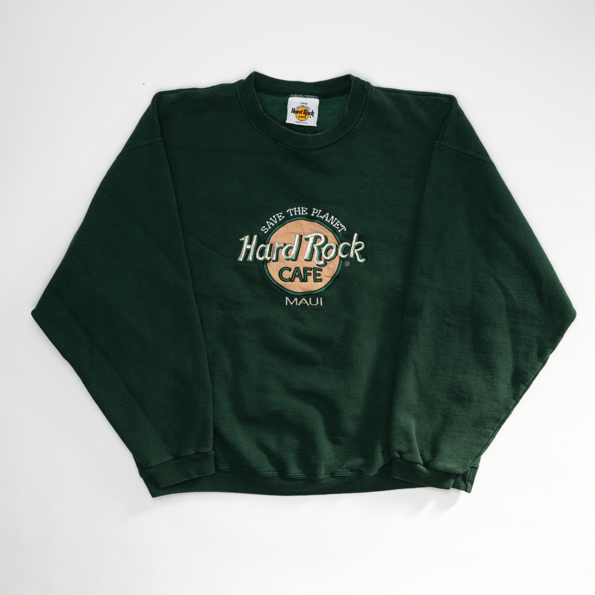 Vintage 90s Green Hard Rock Cafe Maui Crewneck (L) | Rebalance Vintage.