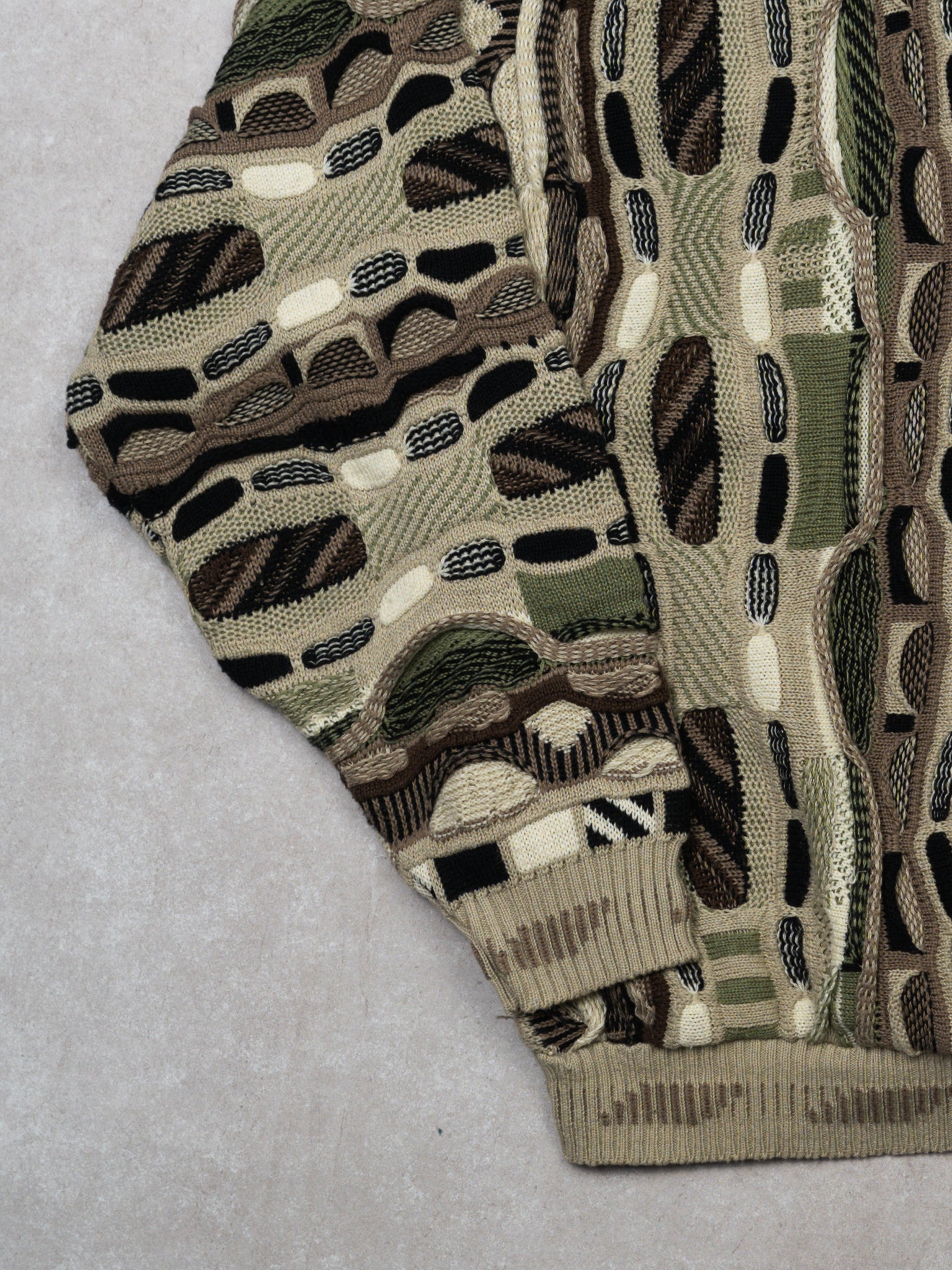 Vintage 80s Beige + Brown + Green Coogi Knit Sweater