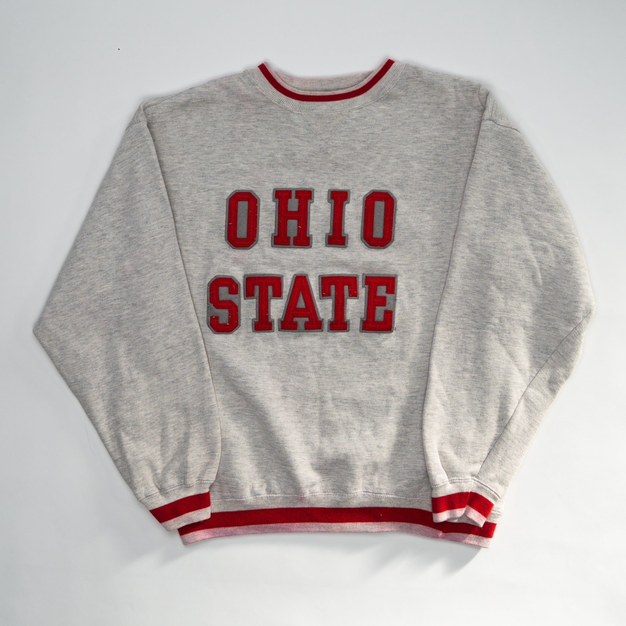 Vintage Grey + Red Ohio State Spellout Crewneck (M) | Rebalance Vintage.