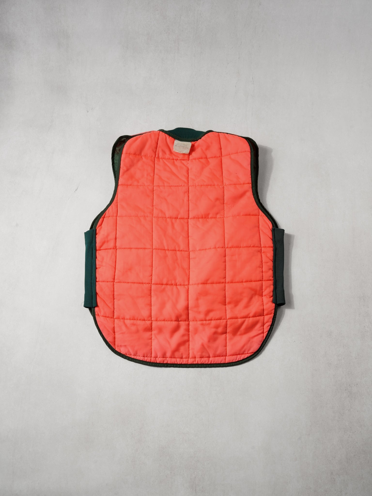Vintage Forest Green and Orange Reversible Puff Vest (M)