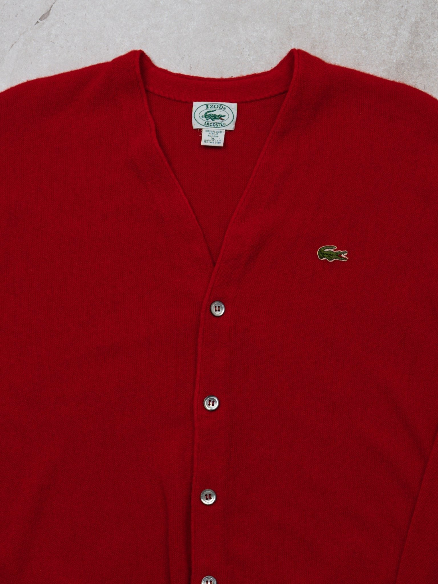 Vintage 70s Red Izod x Lacoste Cardigan (M)
