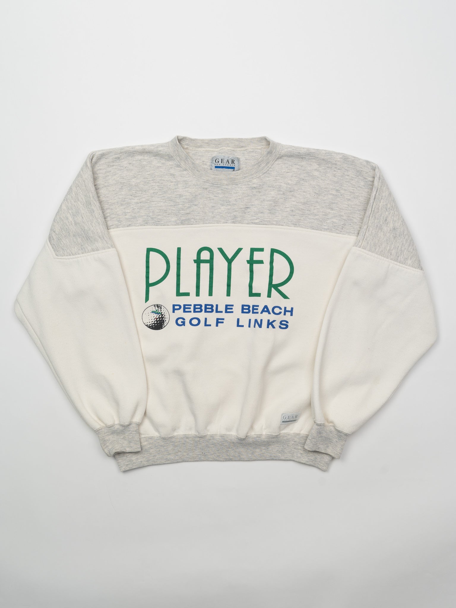 Vintage 90s Cream + Grey Player Pebble Beach Crewneck (M/L)