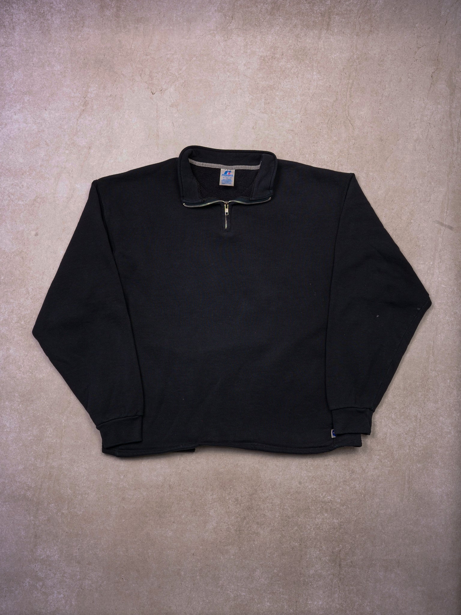 Vintage Y2K Black Russell Athletics 1/4 Zip Collared Crewneck (L)