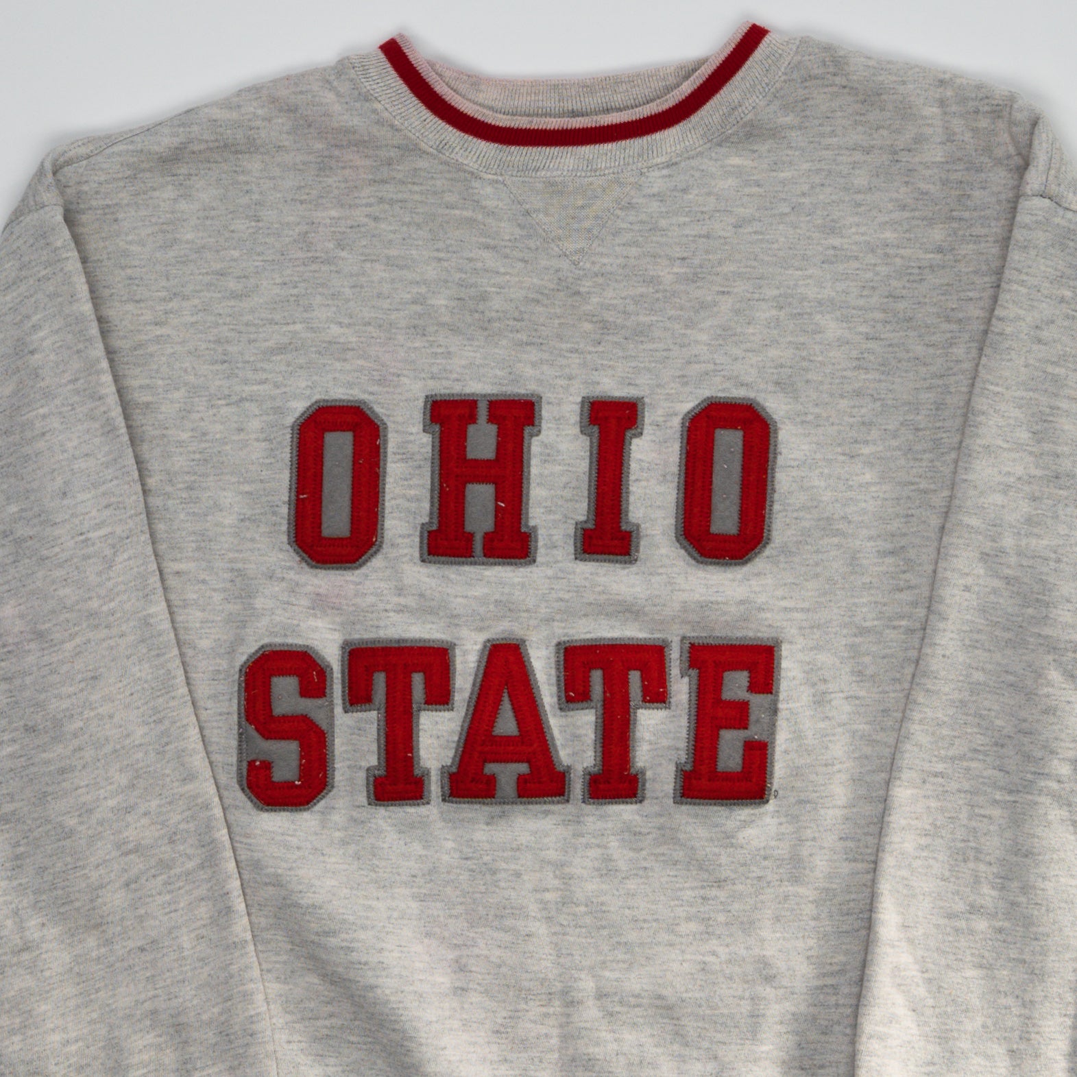 Vintage Grey + Red Ohio State Spellout Crewneck (M) | Rebalance Vintage.