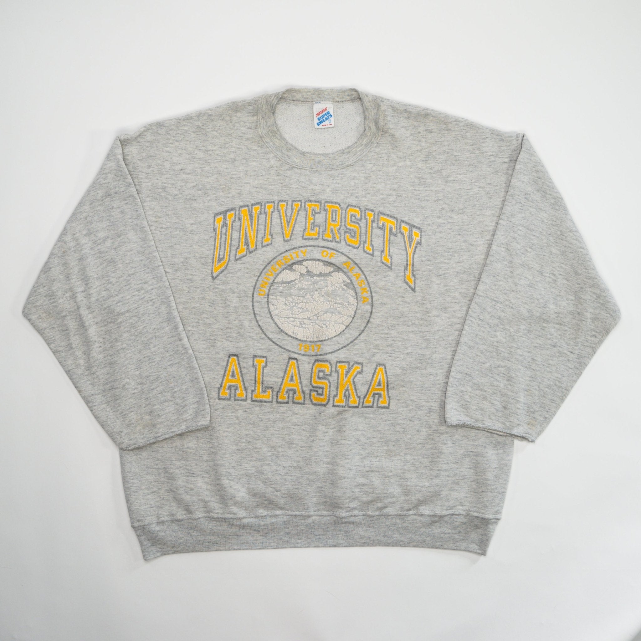 Vintage 80s Grey University of Alaska Crewneck (XL) | Rebalance Vintage.