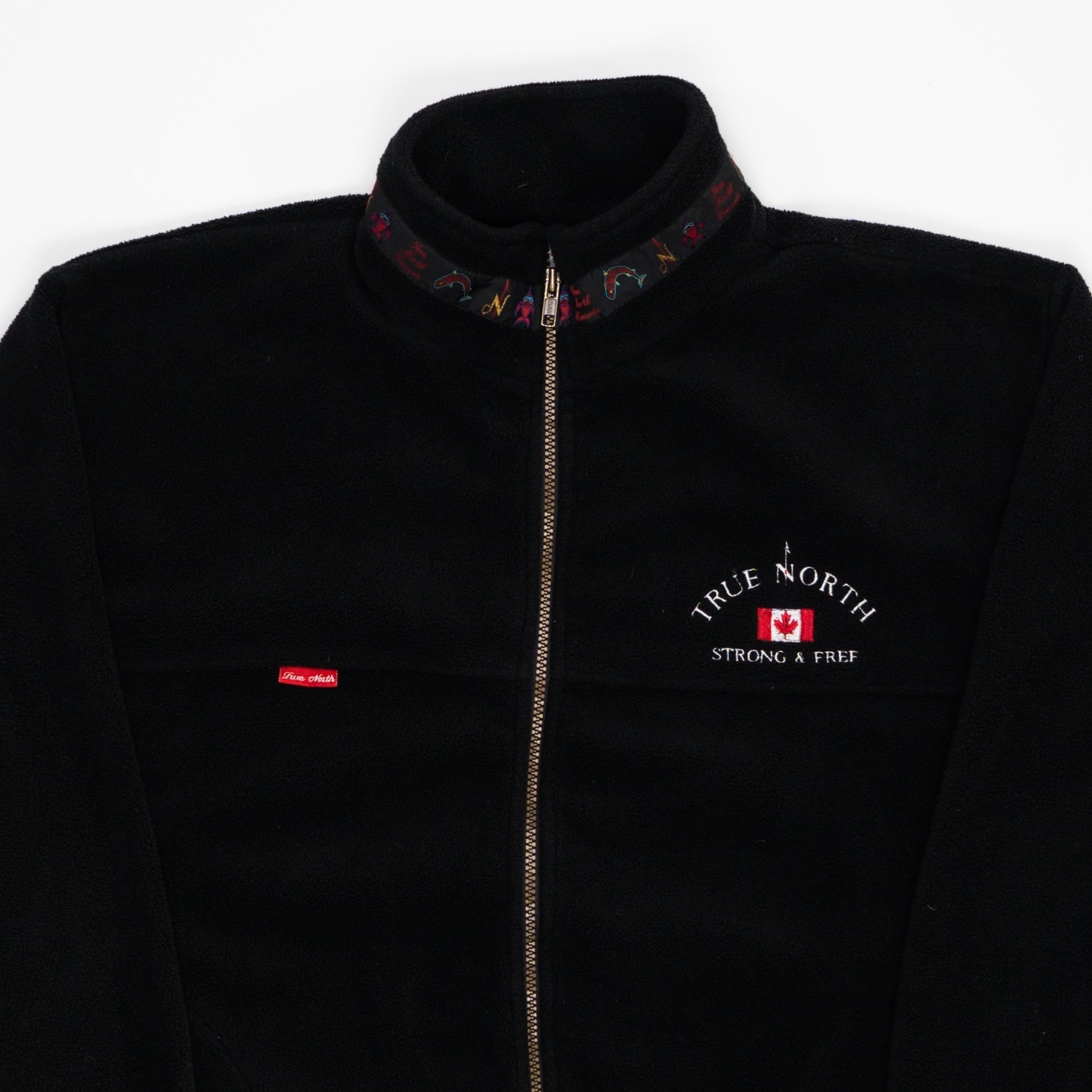 Vintage 90s Black True North Strong & Free Fleece Zip Up Sweater (M) | Rebalance Vintage.