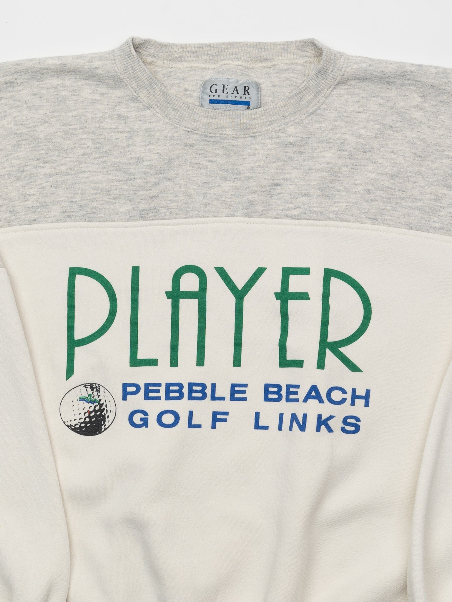 Vintage 90s Cream + Grey Player Pebble Beach Crewneck (M/L)