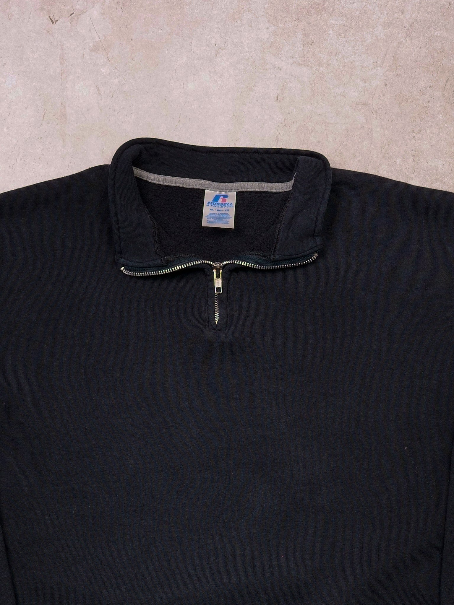Vintage Y2K Black Russell Athletics 1/4 Zip Collared Crewneck (L)