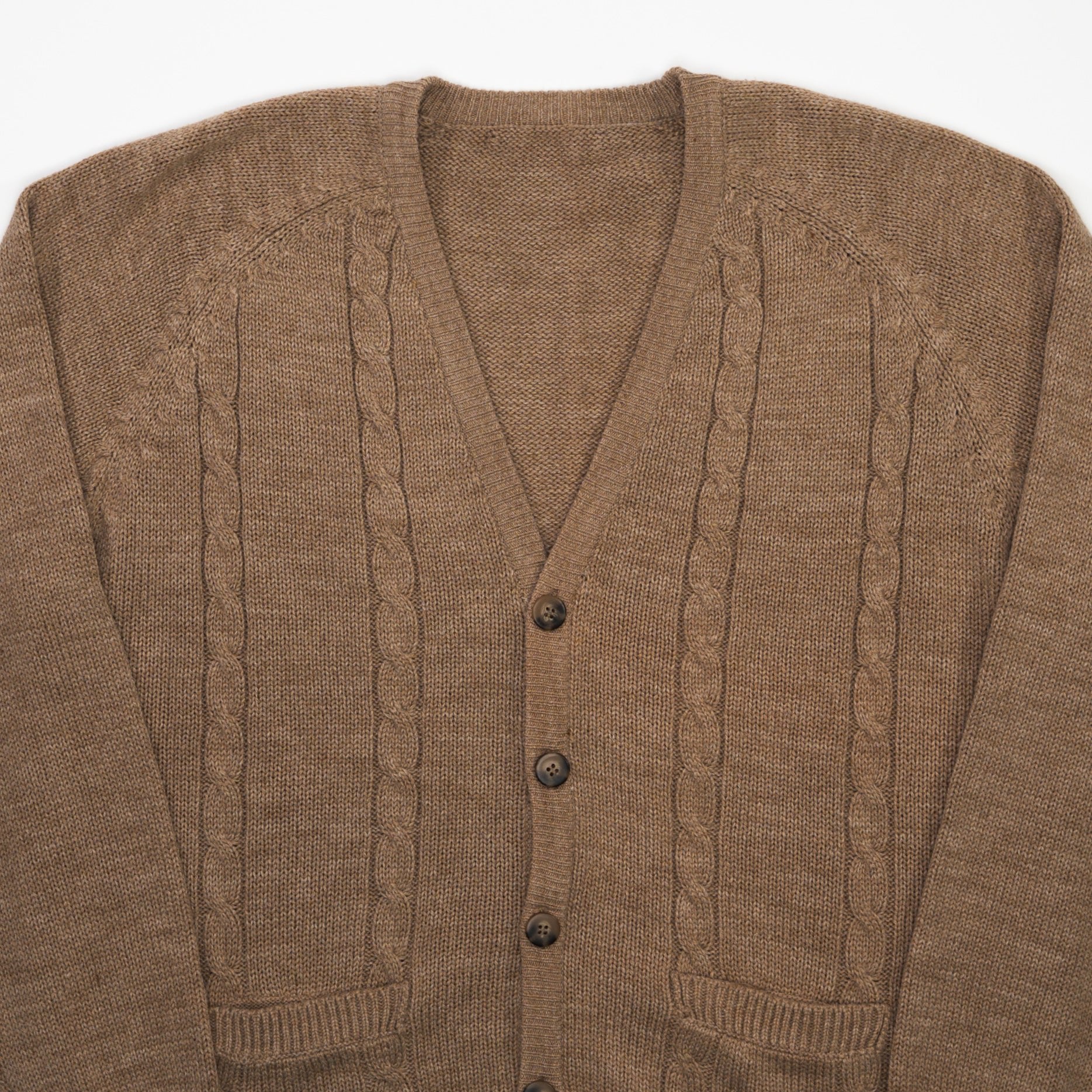 Vintage 80s Beige Knit Cardigan w/ Pockets