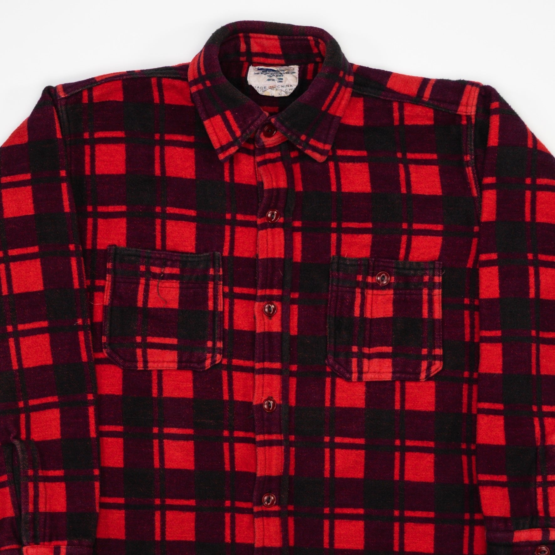 Vintage 70s Champion Red + Black Plaid Jacket (L)