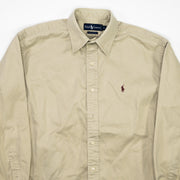 Vintage 90s Beige + Maroon Polo RL Button Up (L)