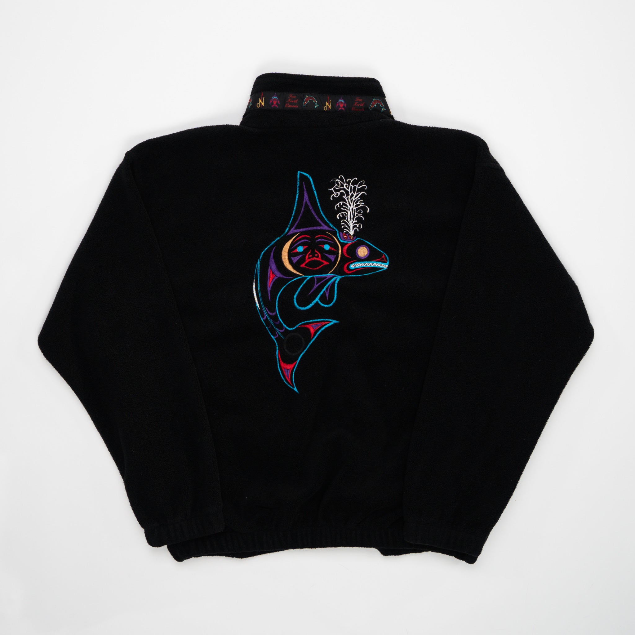 Vintage 90s Black True North Strong & Free Fleece Zip Up Sweater (M) | Rebalance Vintage.