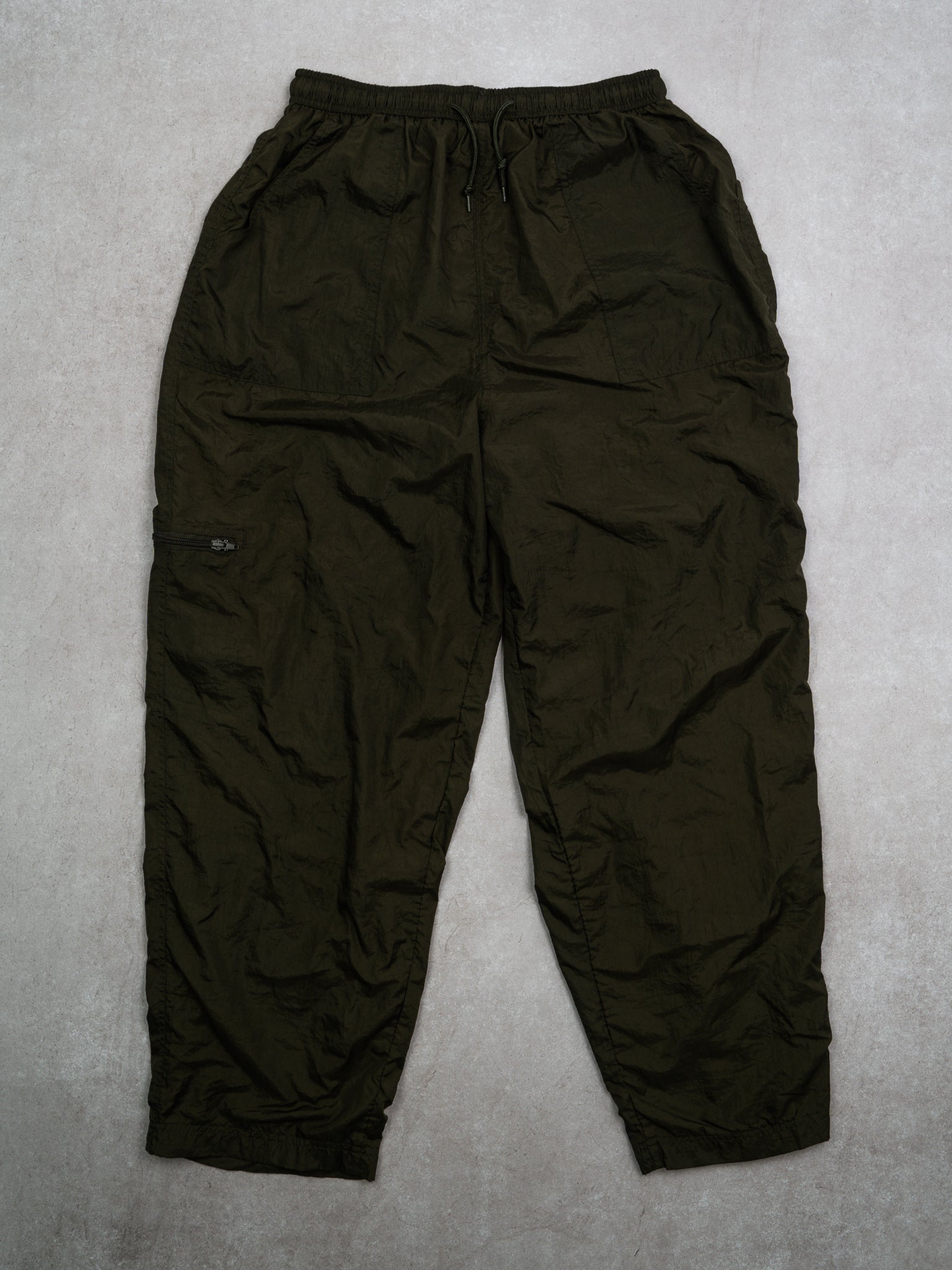 Vintage Army Green Windbreaker Baggy Pants w/ Pockets (32-36)