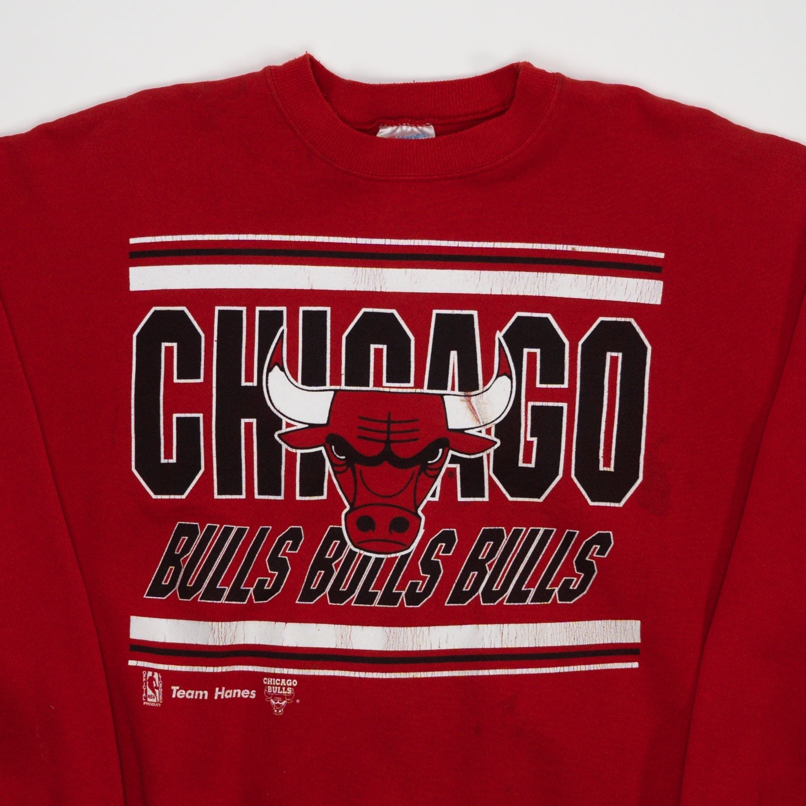 Vintage Red Chicago Bulls Bulls Bulls Crewneck (L) | Rebalance Vintage.