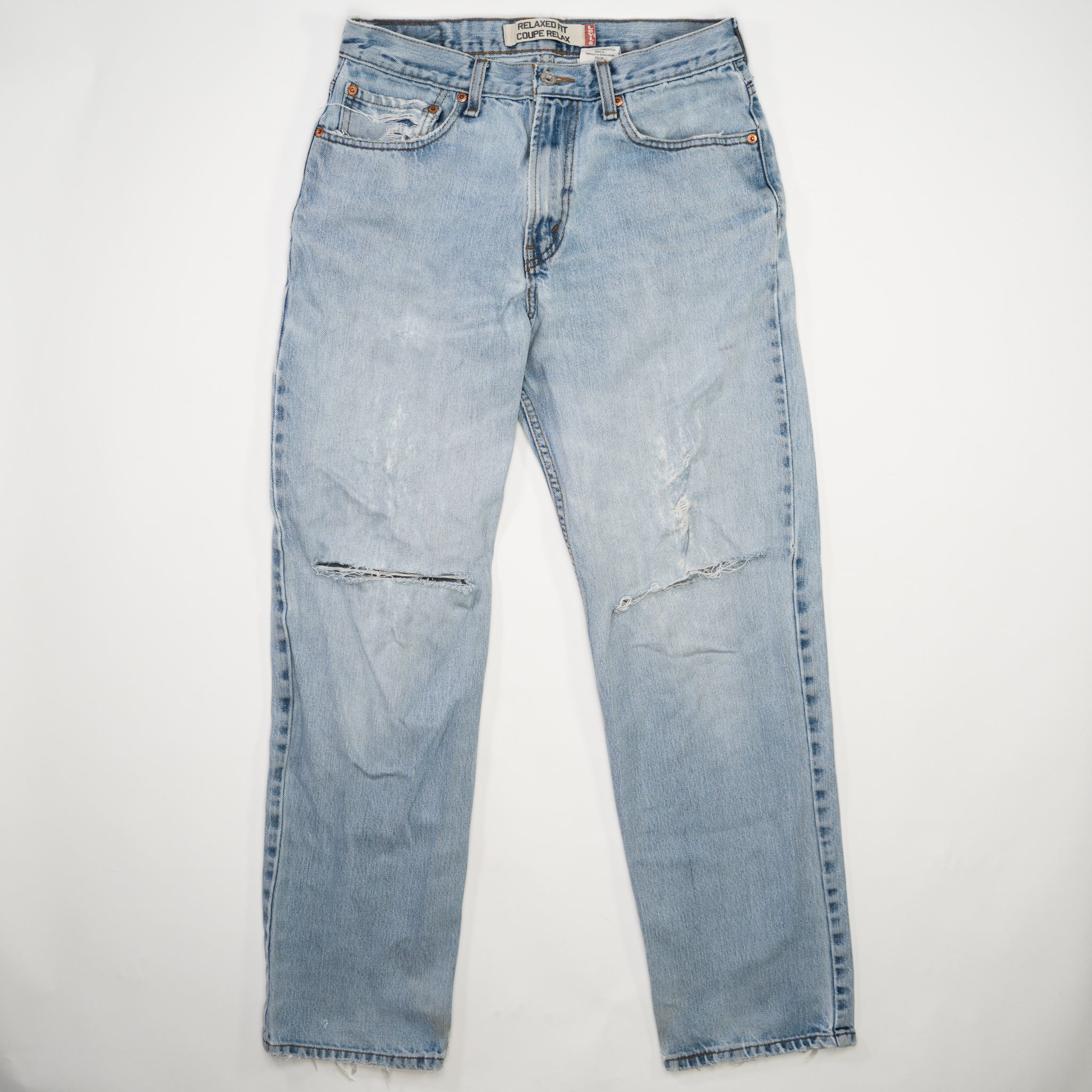 Vintage Light Blue Levi Relax Fit  Ripped Jeans (32 x 34)