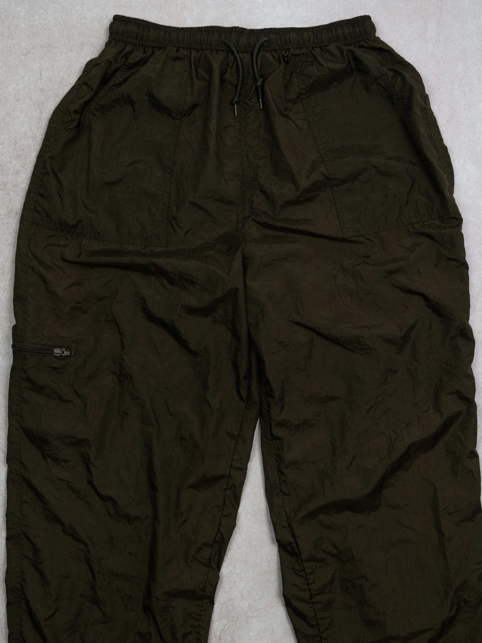 Vintage Army Green Windbreaker Baggy Pants w/ Pockets (32-36)