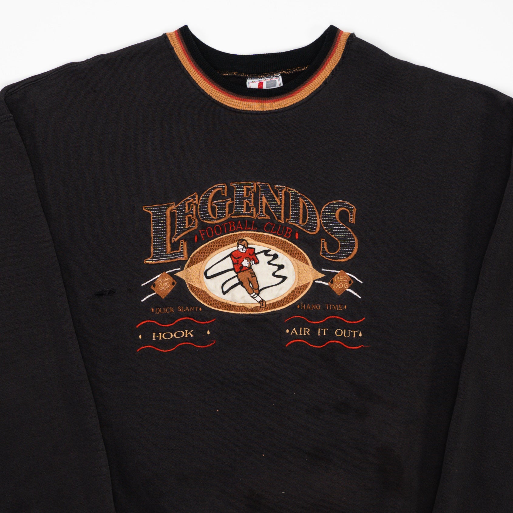 Vintage Black + Orange Rugged Legends Football Club Crewneck (L)