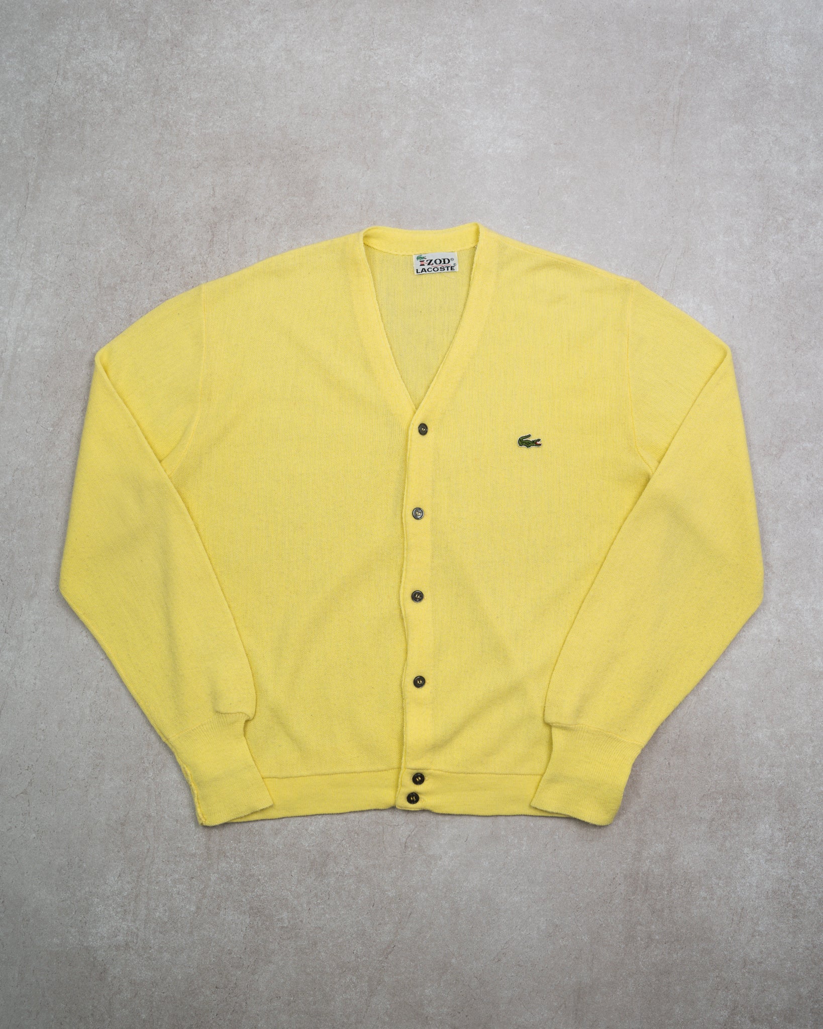 Vintage 70s Yellow Lacoste Izod Cardigan (L)