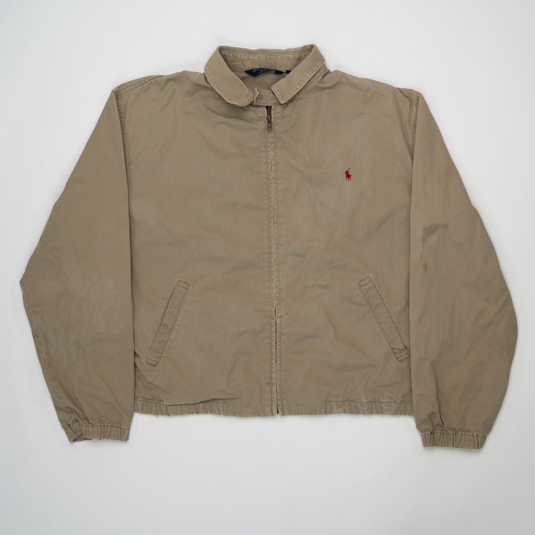 Vintage Beige + Red Polo Zip Up Jacket (L) | Rebalance Vintage.