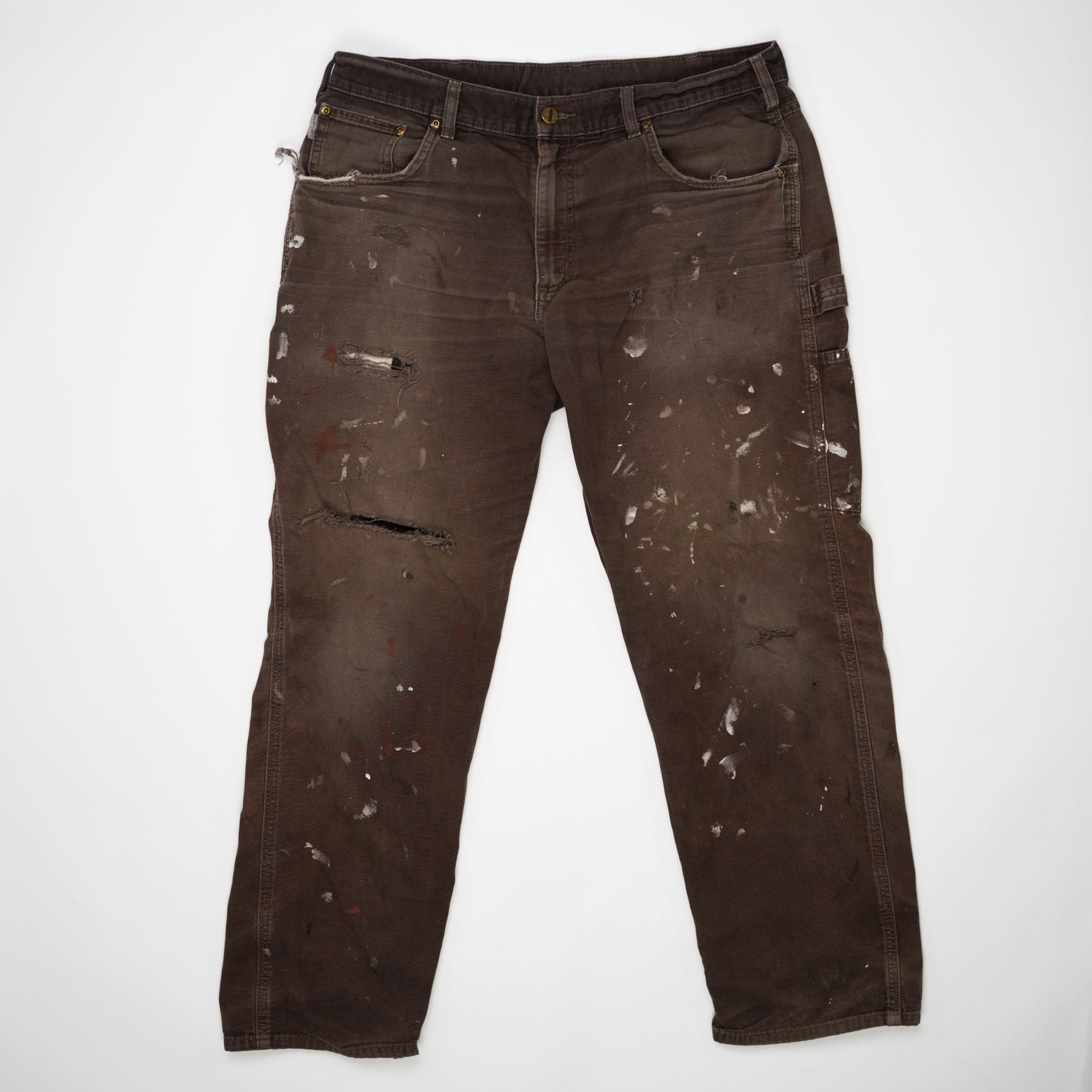 Vintage Brown Paint Splashed Carhartt Cargo Pants (36 x 34) | Rebalance Vintage.