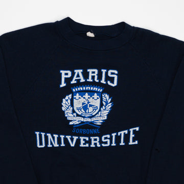 Vintage 80s Navy Paris Universite Crewneck (S/M) | Rebalance Vintage.