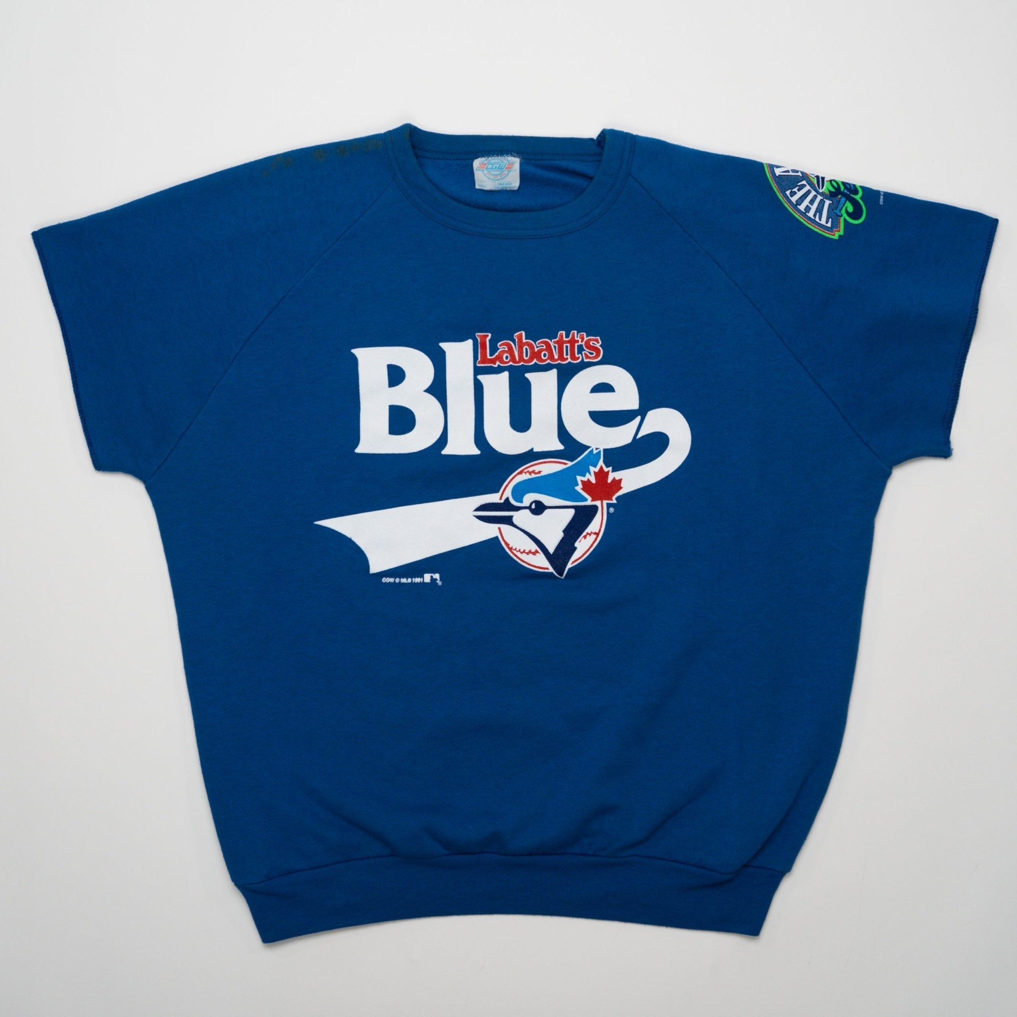 Vintage '91 Labbat's x Blue Jays All Star Season Sweater T Shirt (L) | Rebalance Vintage.