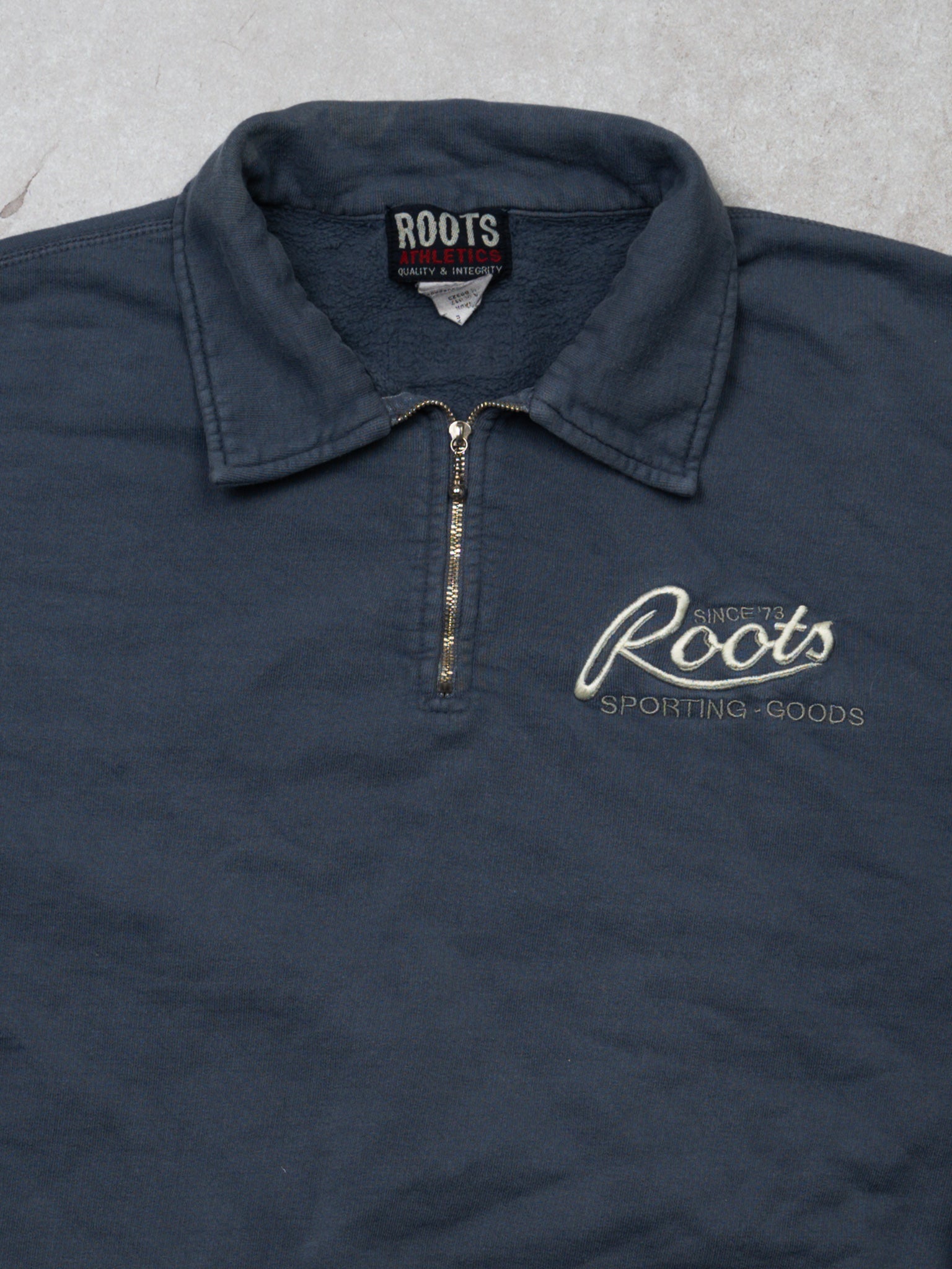 Vintage 80s Baby Blue Roots 1/4 Zip Sweater (L)