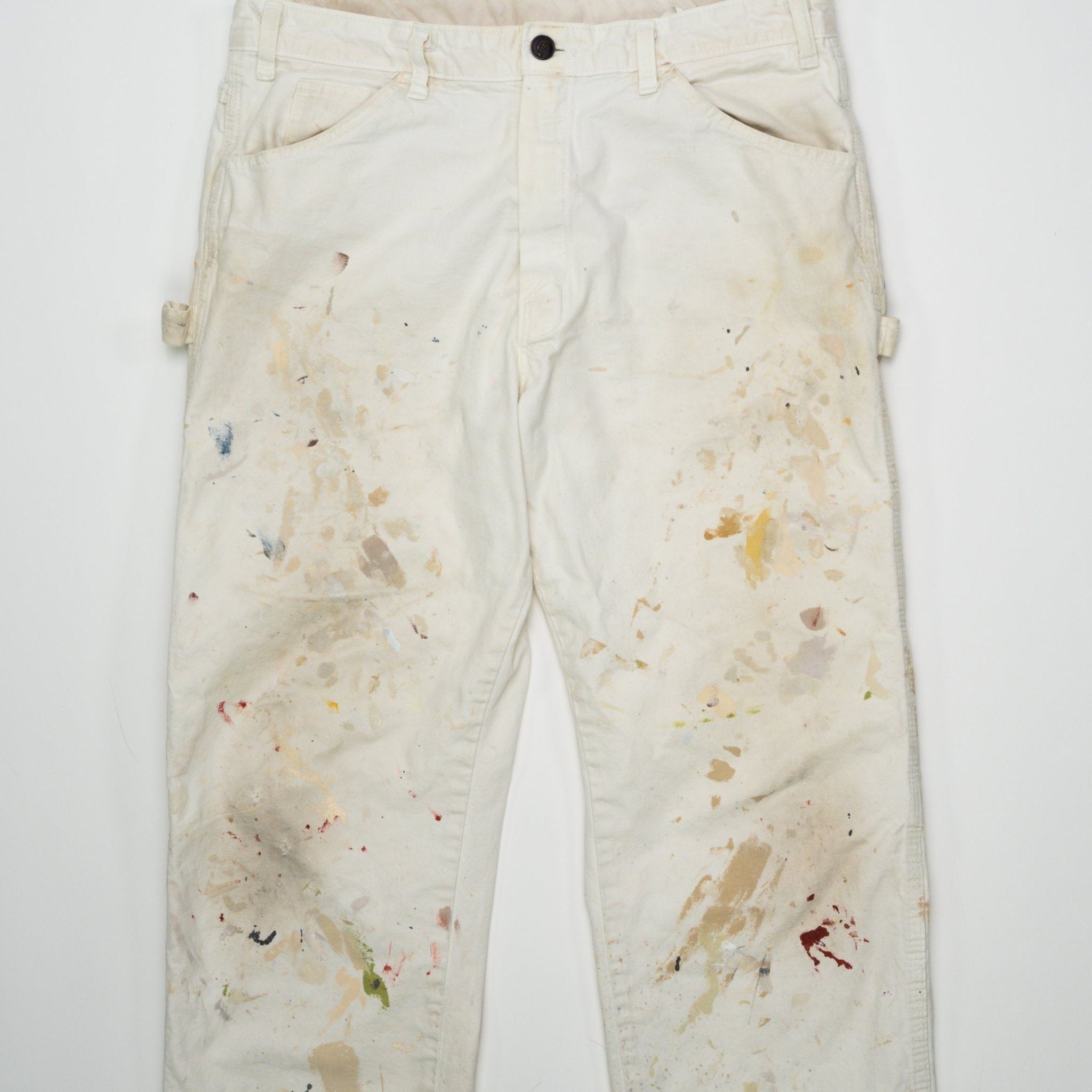 Vintage White Dickies Paint Splashed Cargo Pants (34 x 30) | Rebalance Vintage.