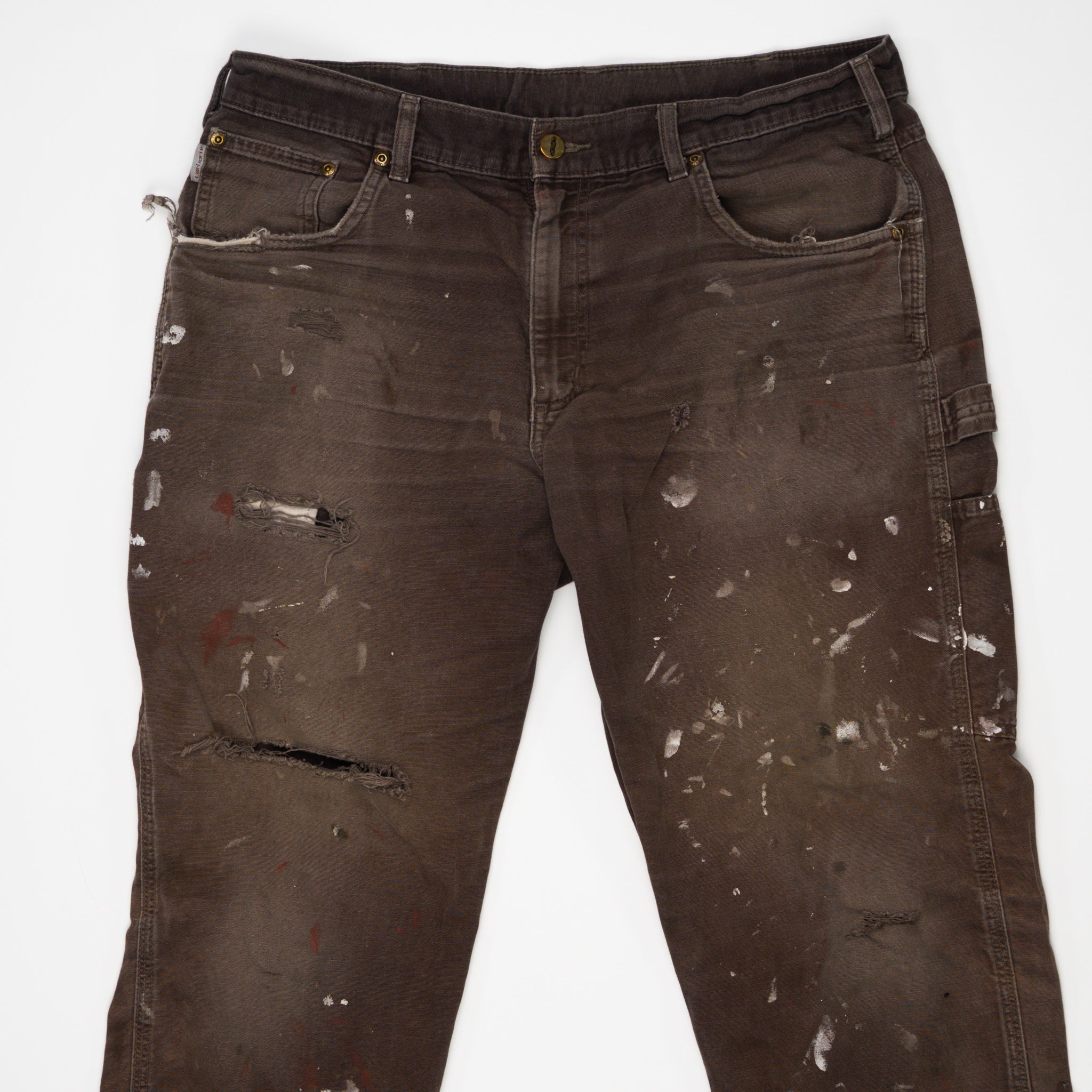 Vintage Brown Paint Splashed Carhartt Cargo Pants (36 x 34) | Rebalance Vintage.