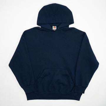 Vintage Blank Navy Blue Fruit of the Loom Hoodie (XL) | Rebalance Vintage.