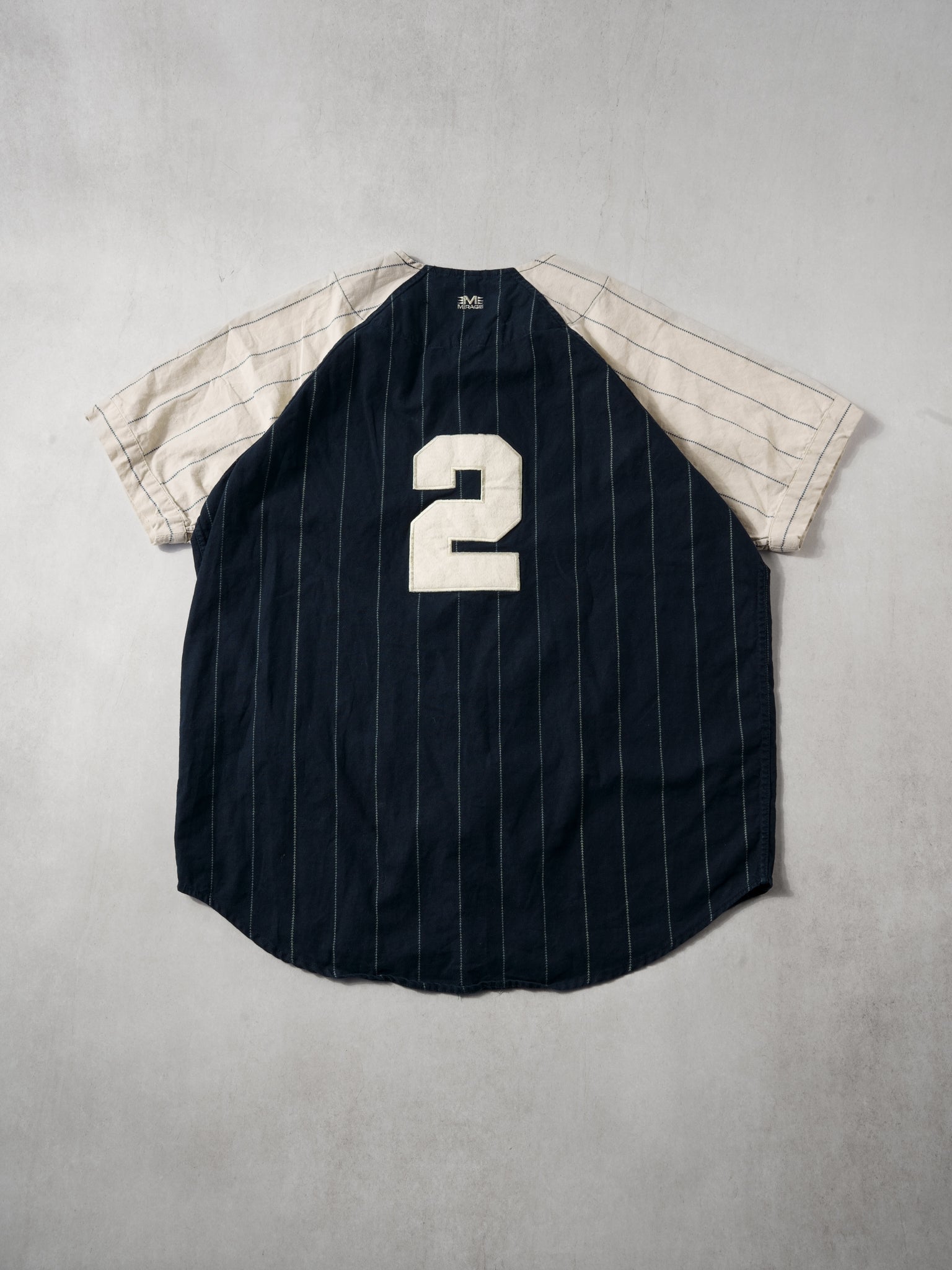 Vintage 90s Navy Blue and White Striped New York Yankees Baseball Jersey (L)