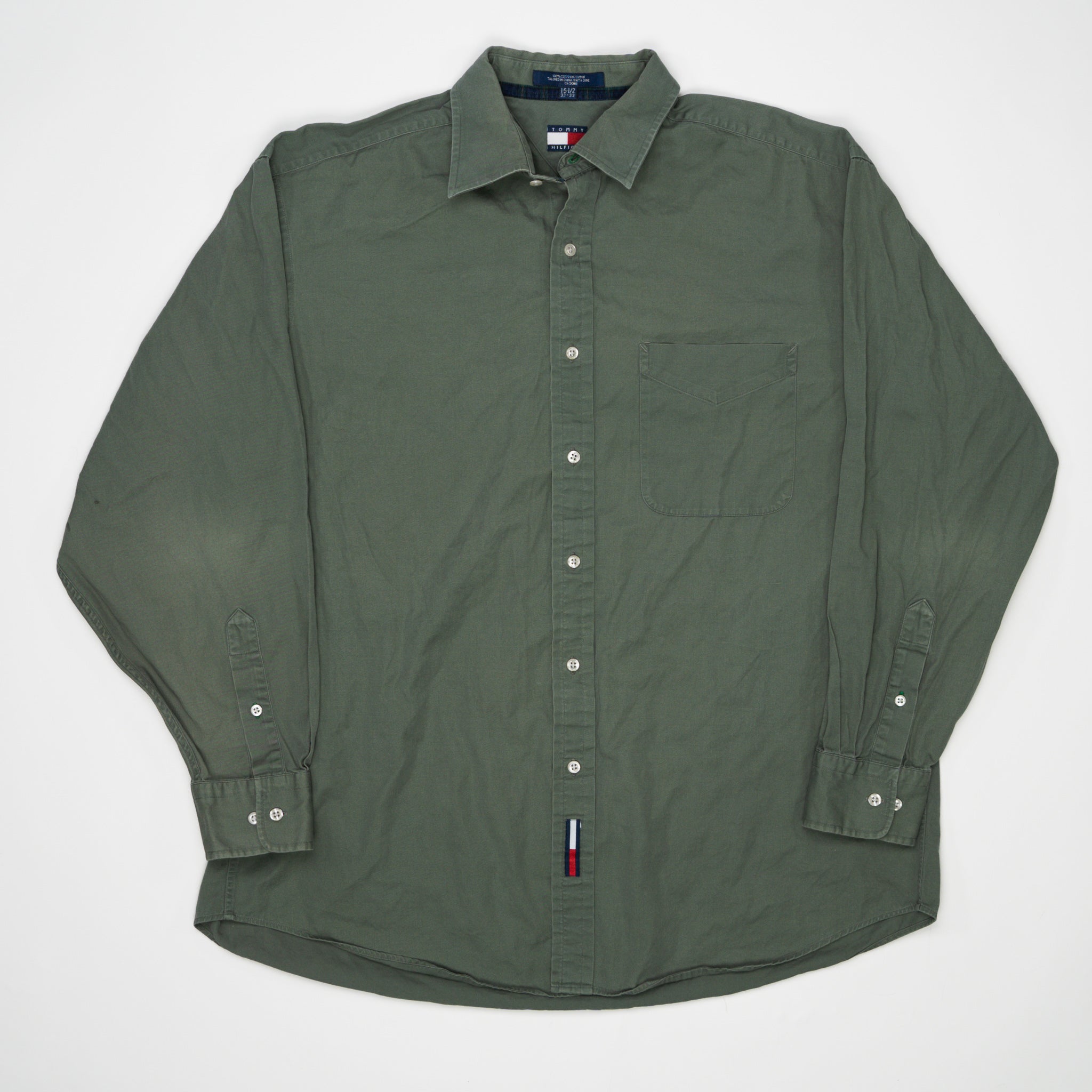 Vintage 90s Green Tommy Hilfiger Button Up (L) | Rebalance Vintage.