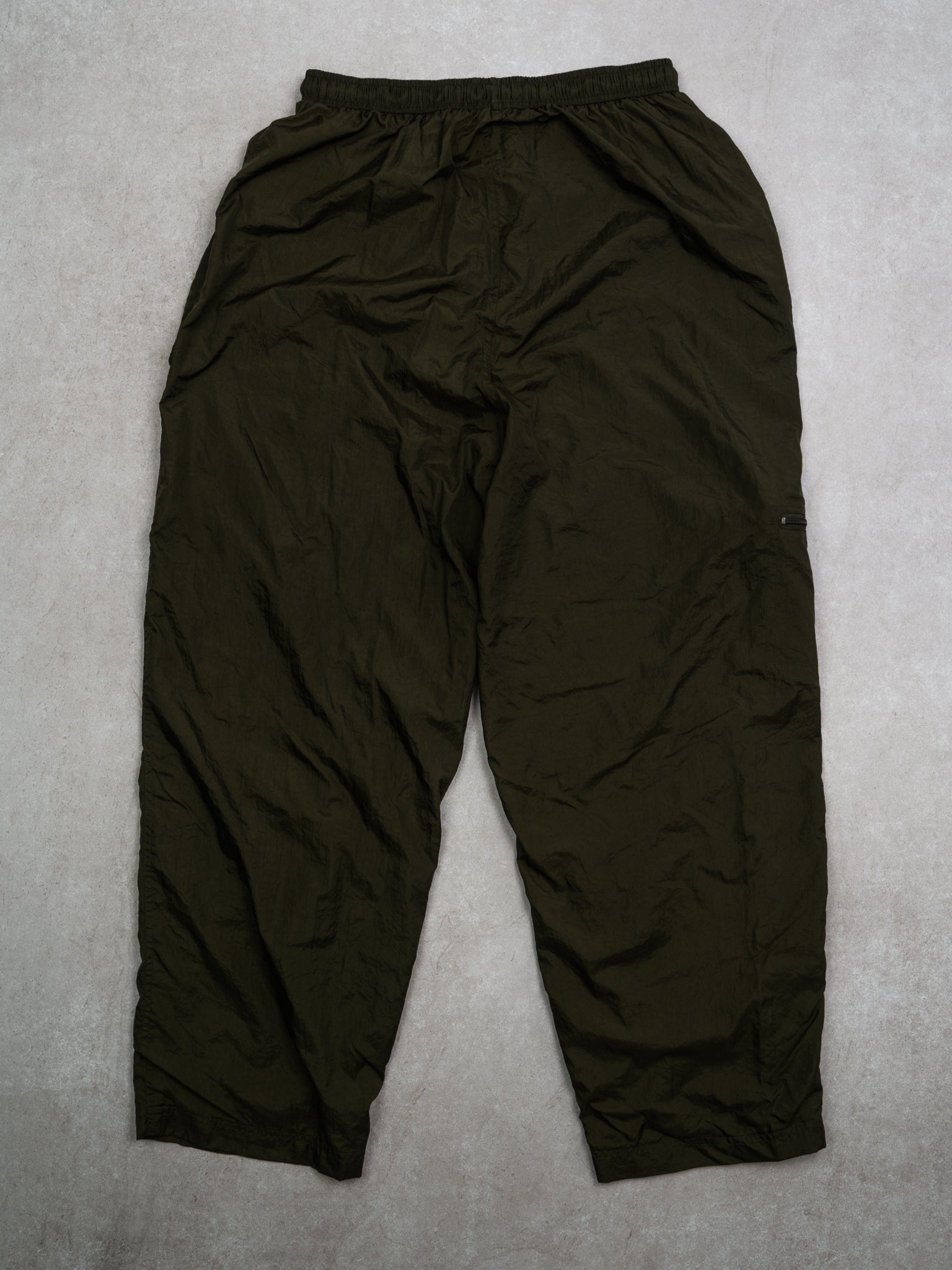 Vintage Army Green Windbreaker Baggy Pants w/ Pockets (32-36)