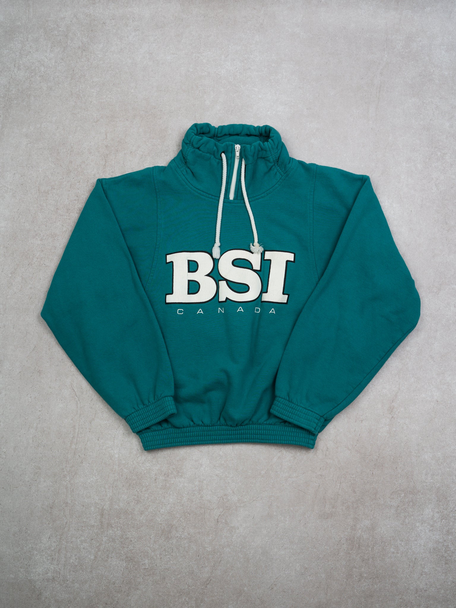 Vintage 80s Teal BSI Canada 1/4 Zip Sweater (M)