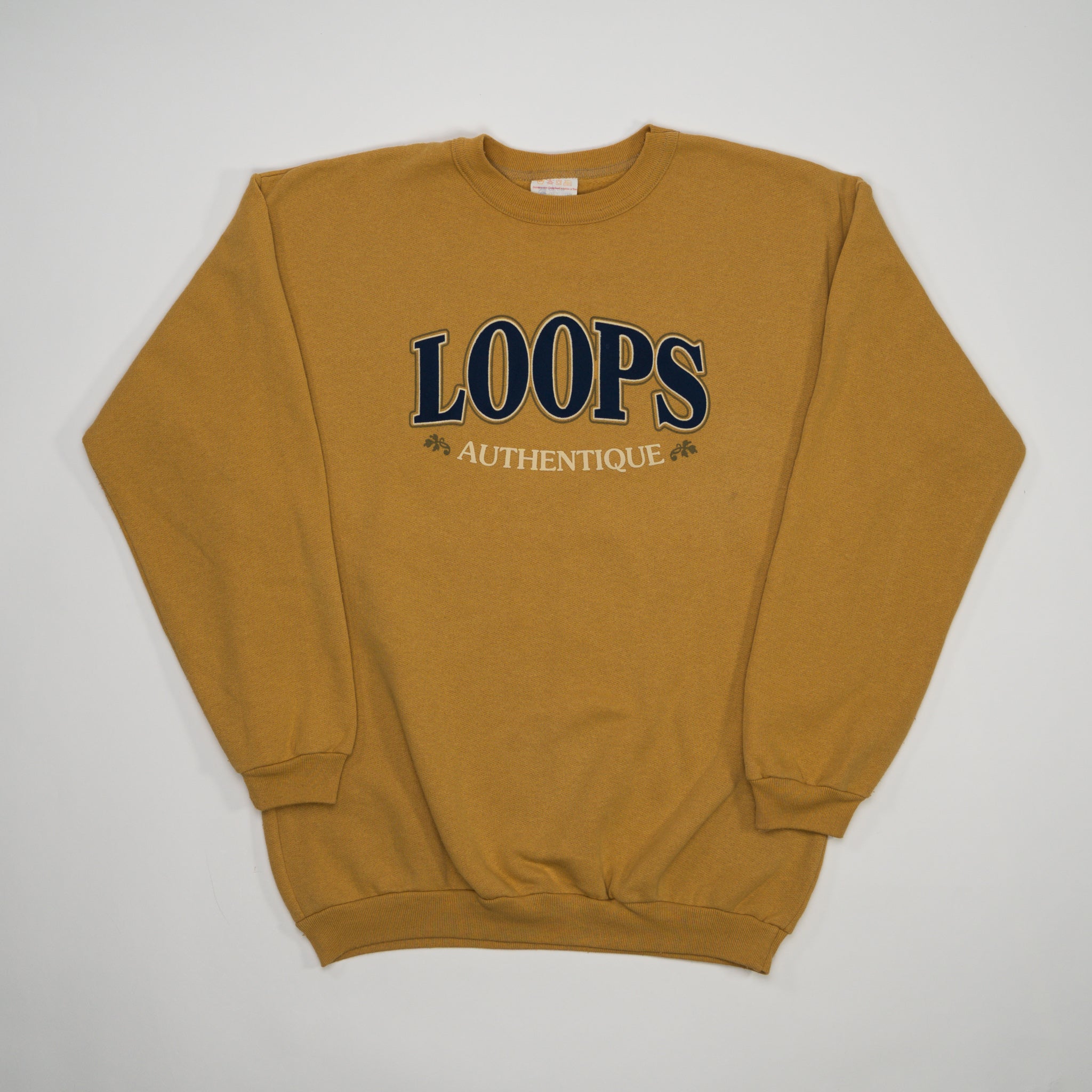 Vintage 90s Yellow Loops Authentic Crewneck (S) | Rebalance Vintage.