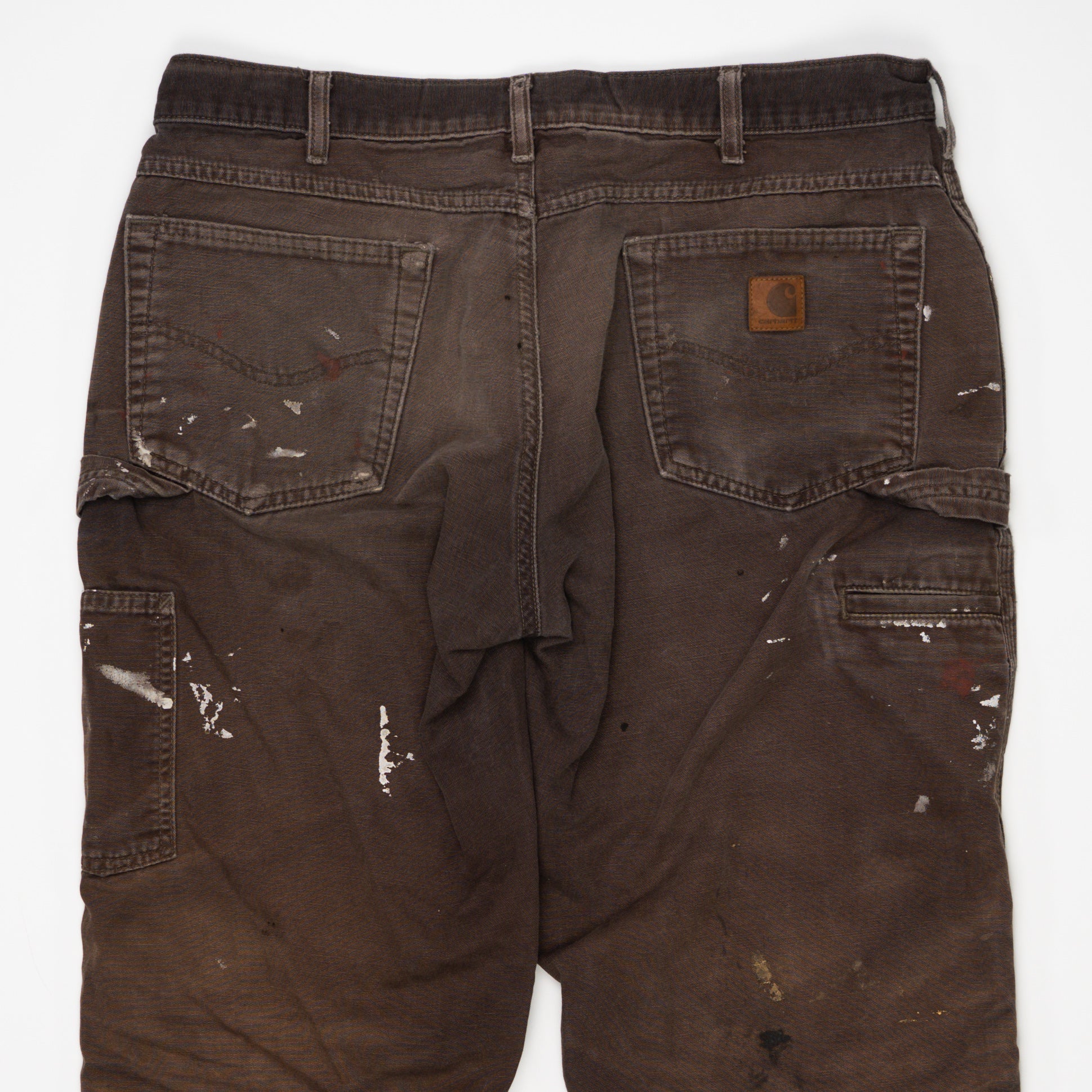 Vintage Brown Paint Splashed Carhartt Cargo Pants (36 x 34) | Rebalance Vintage.