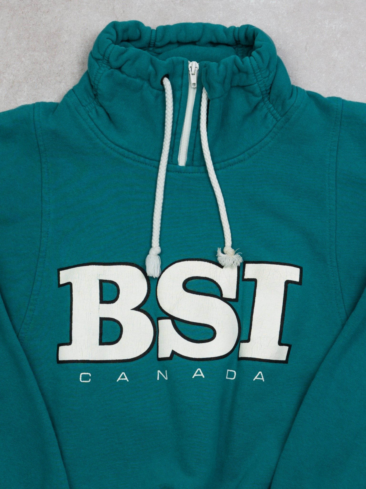 Vintage 80s Teal BSI Canada 1/4 Zip Sweater (M)