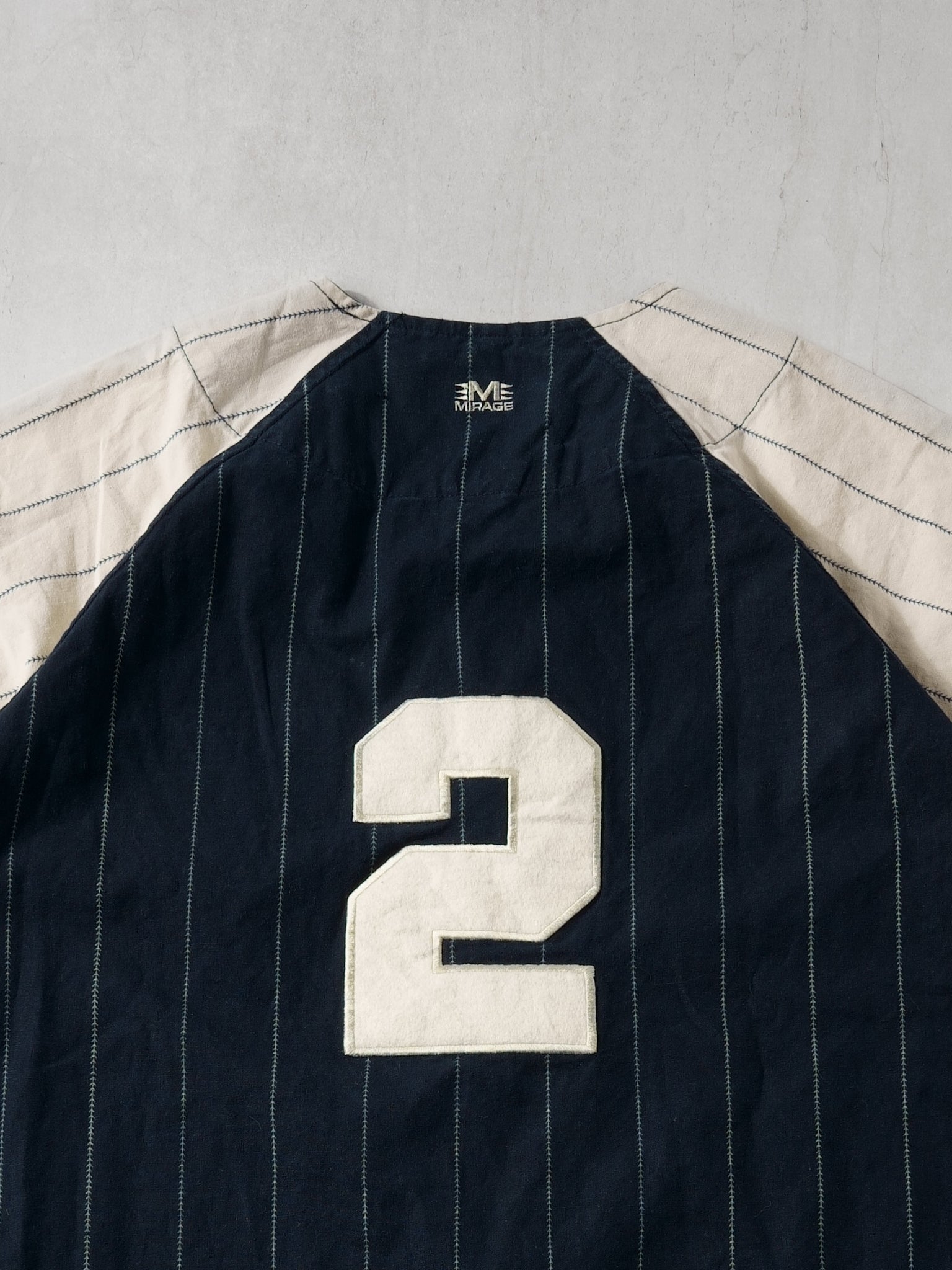 Vintage 90s Navy Blue and White Striped New York Yankees Baseball Jersey (L)
