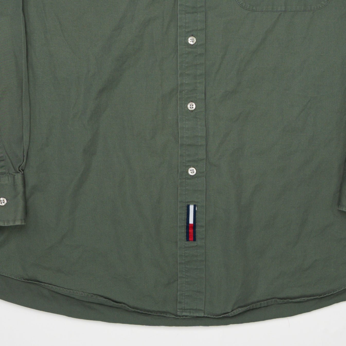 Vintage 90s Green Tommy Hilfiger Button Up (L) | Rebalance Vintage.