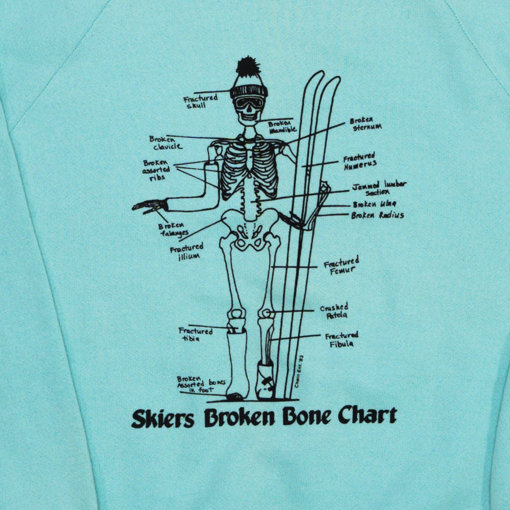 Vintage 90s Skiers Broken Bone Chart Crewneck (S) | Rebalance Vintage.