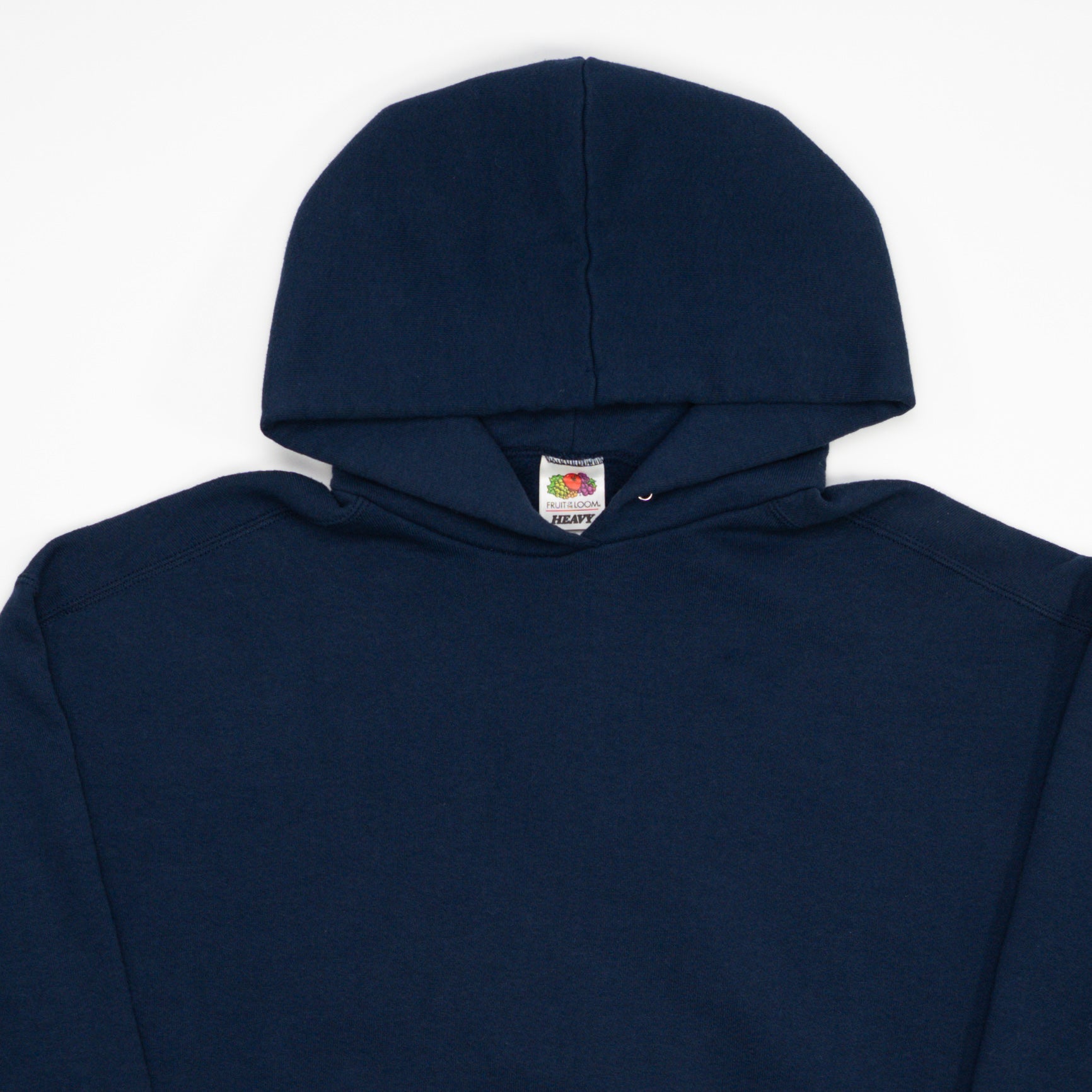 Vintage Blank Navy Blue Fruit of the Loom Hoodie (XL) | Rebalance Vintage.