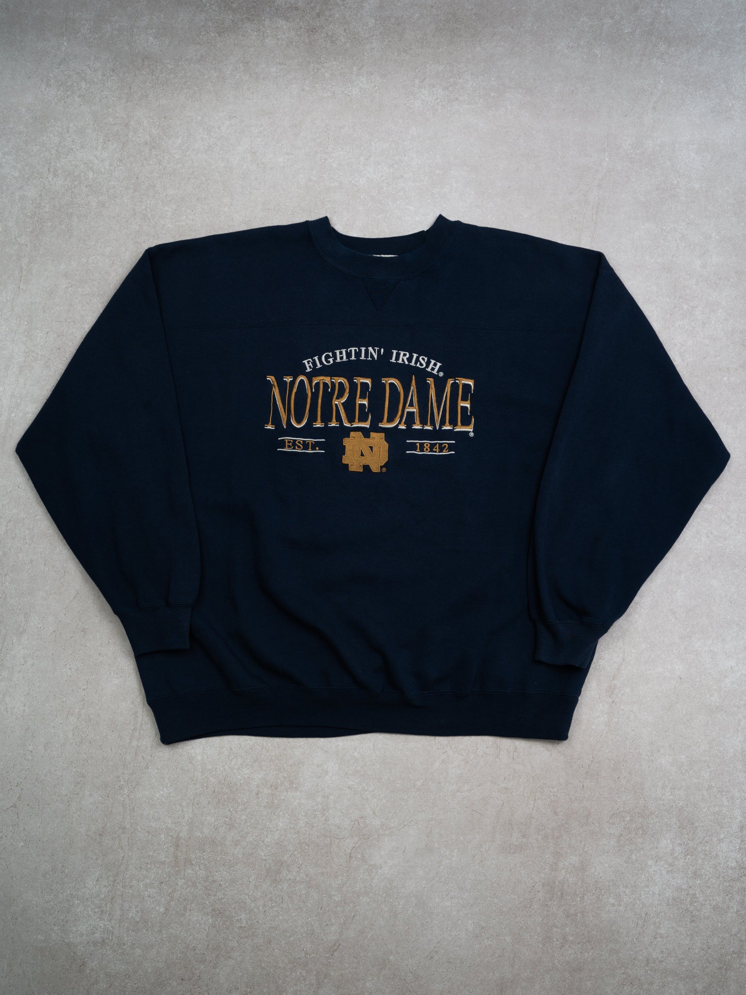 Vintage 90s Navy Notre Dame Fighting Irish Crewneck (XXL)