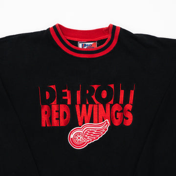 Vintage 90s Black Detroit Red Wings 3D Embroidered Crewneck (L) | Rebalance Vintage.
