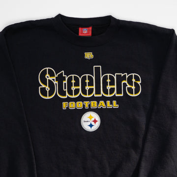 Vintage Black Steelers NFL Football Spellout Crewneck (M/L) | Rebalance Vintage.