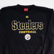 Vintage Black Steelers NFL Football Spellout Crewneck (M/L)