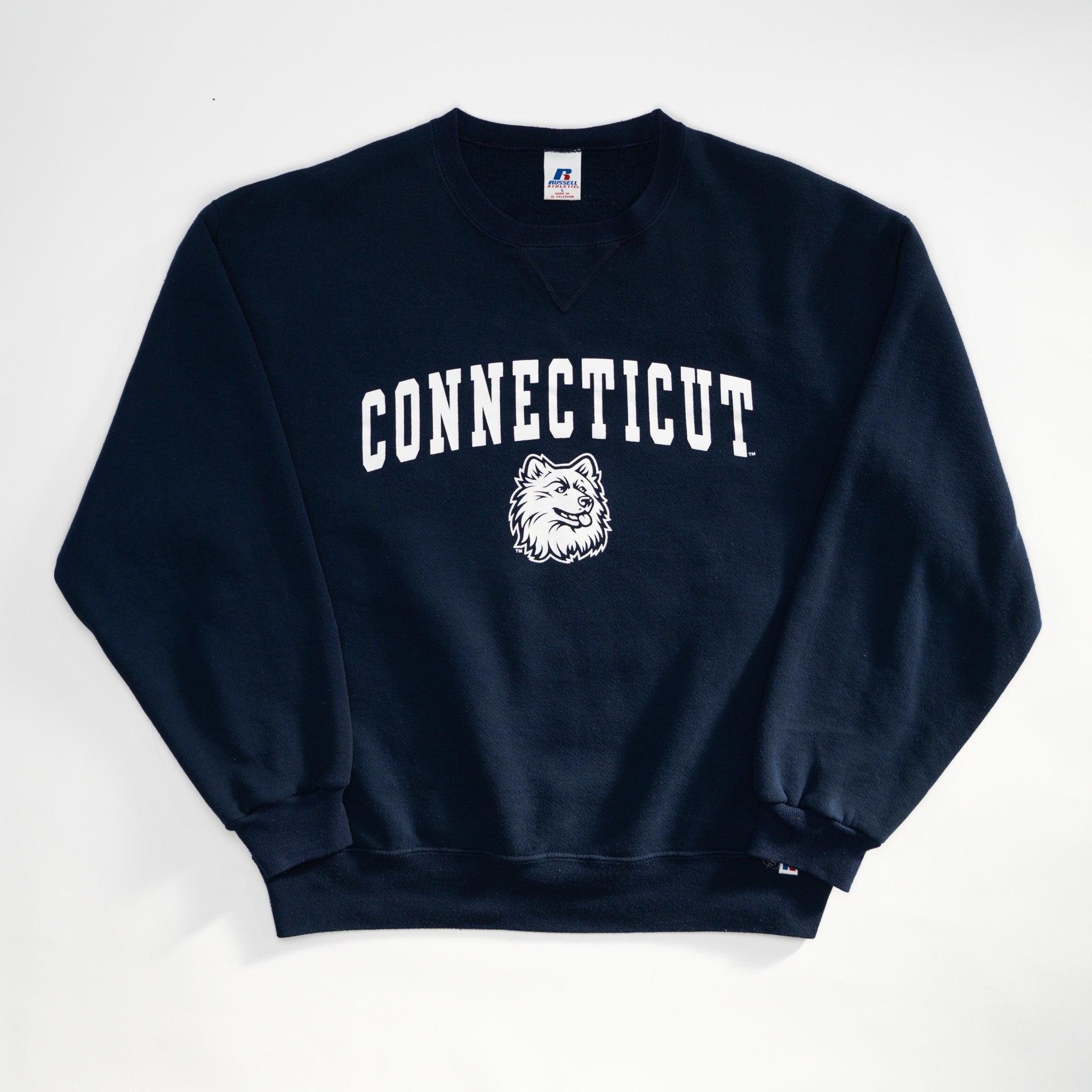 Vintage Blue Connecticut Huskies x Russell Athletics Crewneck (M/L) | Rebalance Vintage.