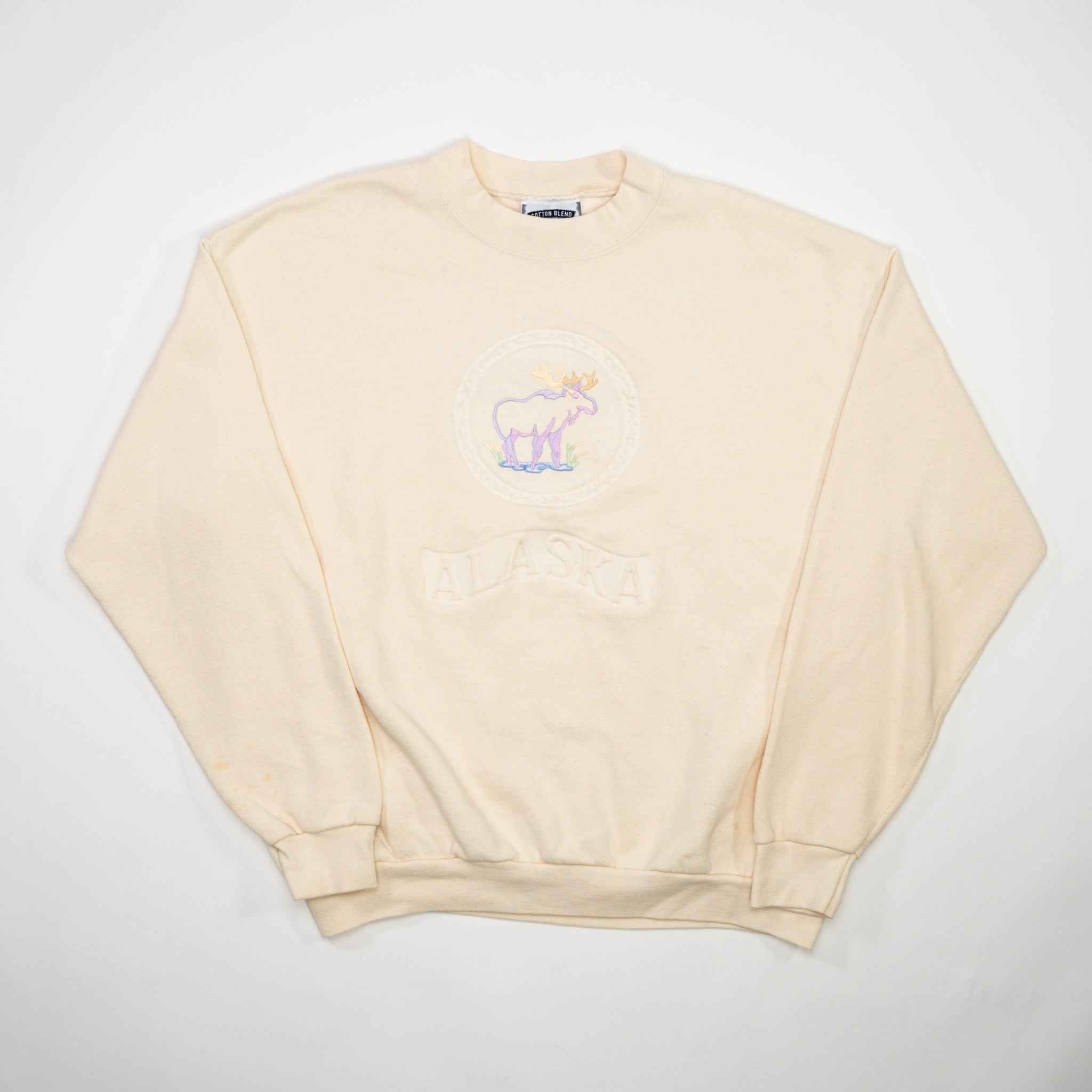 Vintage 90s Cream Alaska Moose Crewneck (M/L)